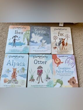 Set of Illustrated Children's Board Books – Pastel Blue & Brown Accents